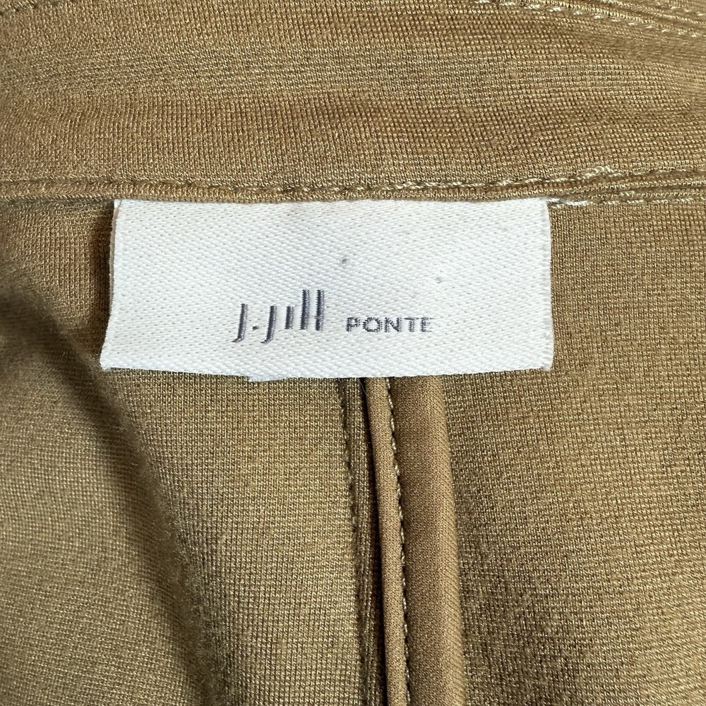 J. Jill‎ Ponte Stretch Knit Blazer Jacket Camel Tan Longline 3 Button L/XL Cozy - Picture 11 of 12